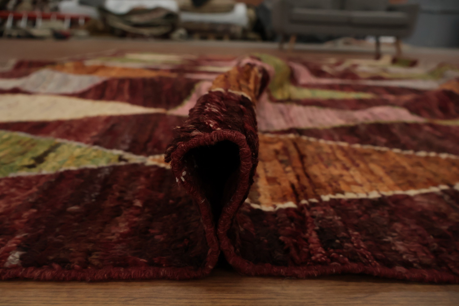 Elegant Rustic Moroccan Area Rug 10x13 with Geometric Diamond Motifs