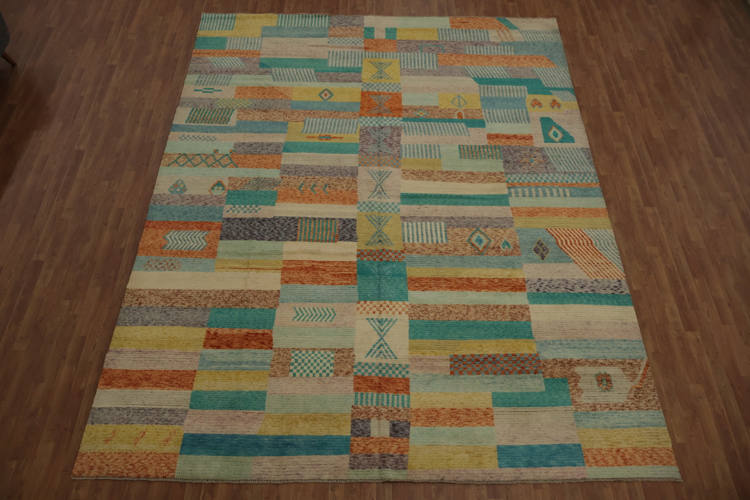 Handcrafted Gabbeh Kashkoli Large Rug 11x14 with Geometric Patterns