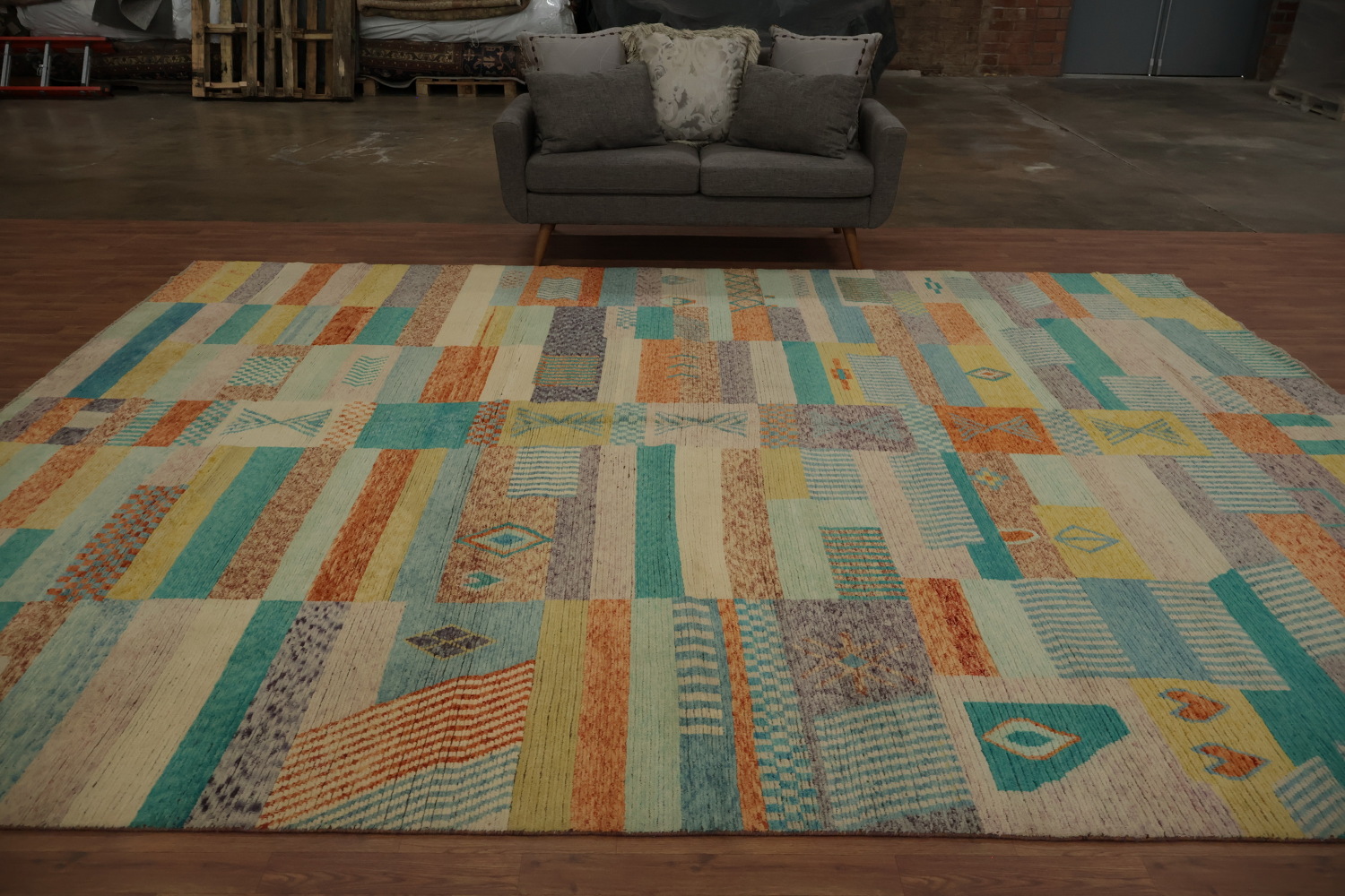 Handcrafted Gabbeh Kashkoli Large Rug 11x14 with Geometric Patterns