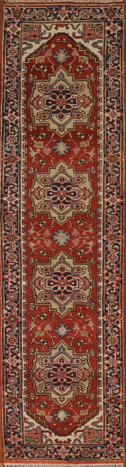 Persian Inspired Traditional Red Runner Rug 10' 2'' x 2' 6''