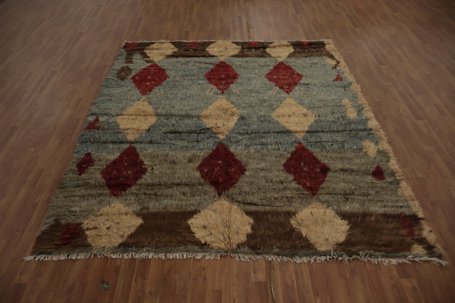 Moroccan Berber Area Rug 8x10 Featuring Timeless Diamond Motifs