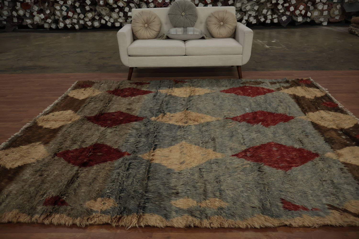 Moroccan Berber Area Rug 8x10 Featuring Timeless Diamond Motifs