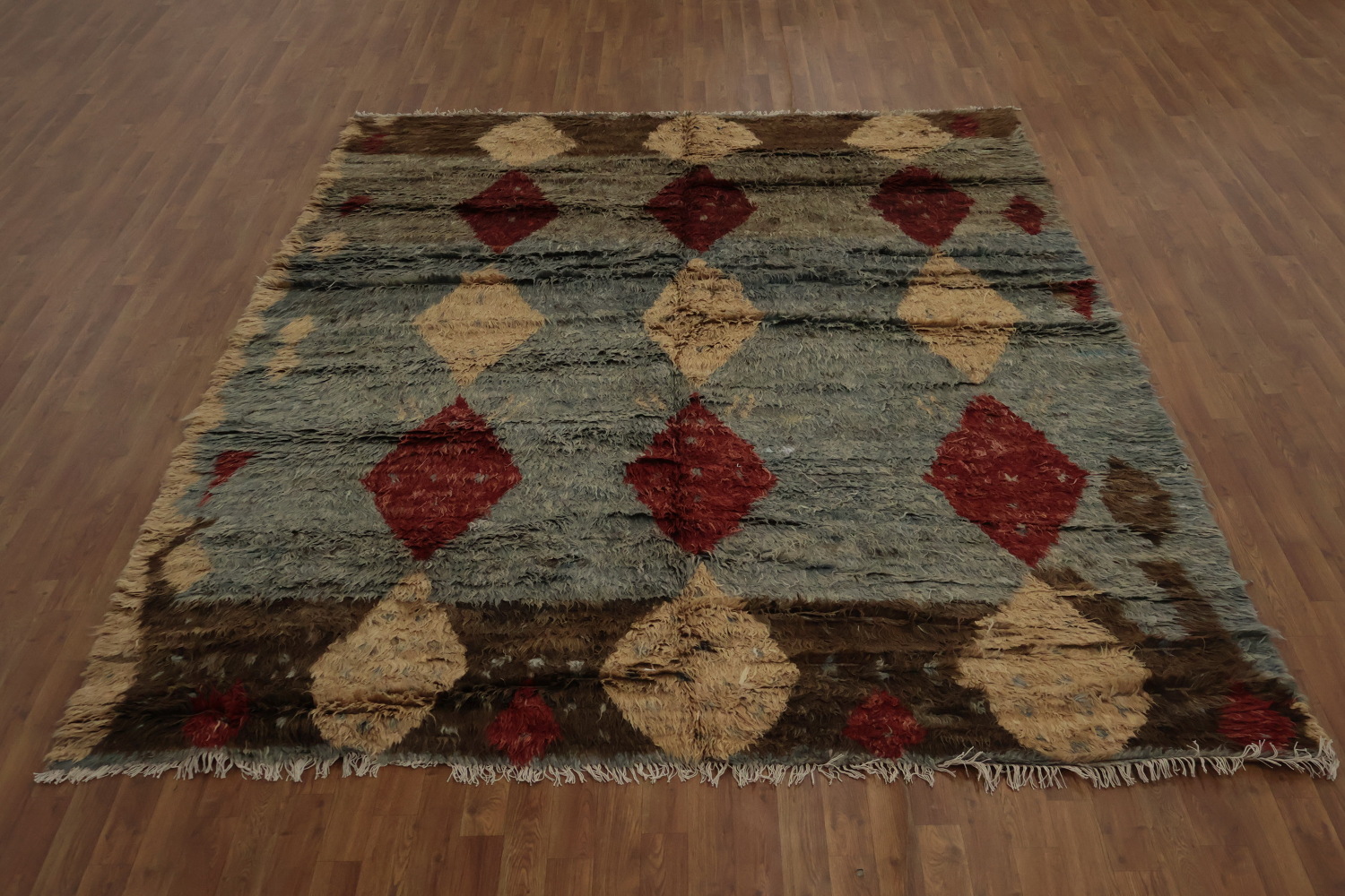 Moroccan Berber Area Rug 8x10 Featuring Timeless Diamond Motifs