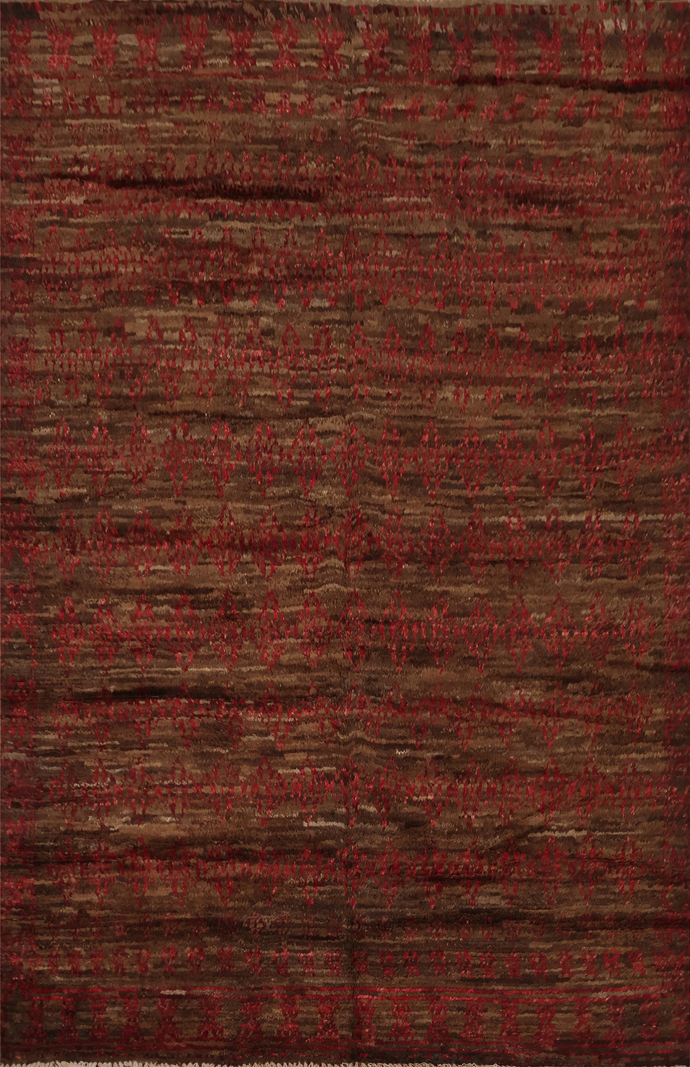 Brown Wool Moroccan Oriental Area Rug 6x8