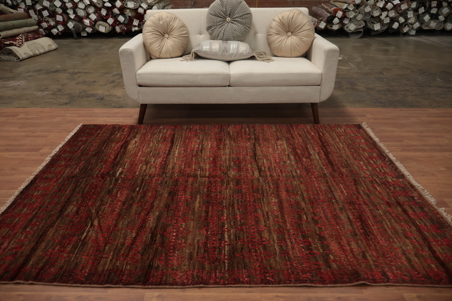 Brown Wool Moroccan Oriental Area Rug 6x8