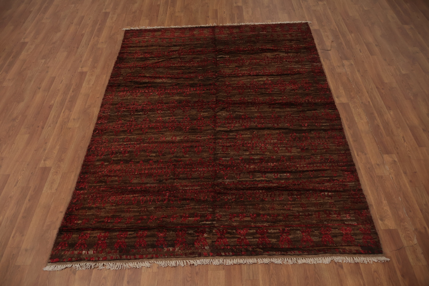 Brown Wool Moroccan Oriental Area Rug 6x8