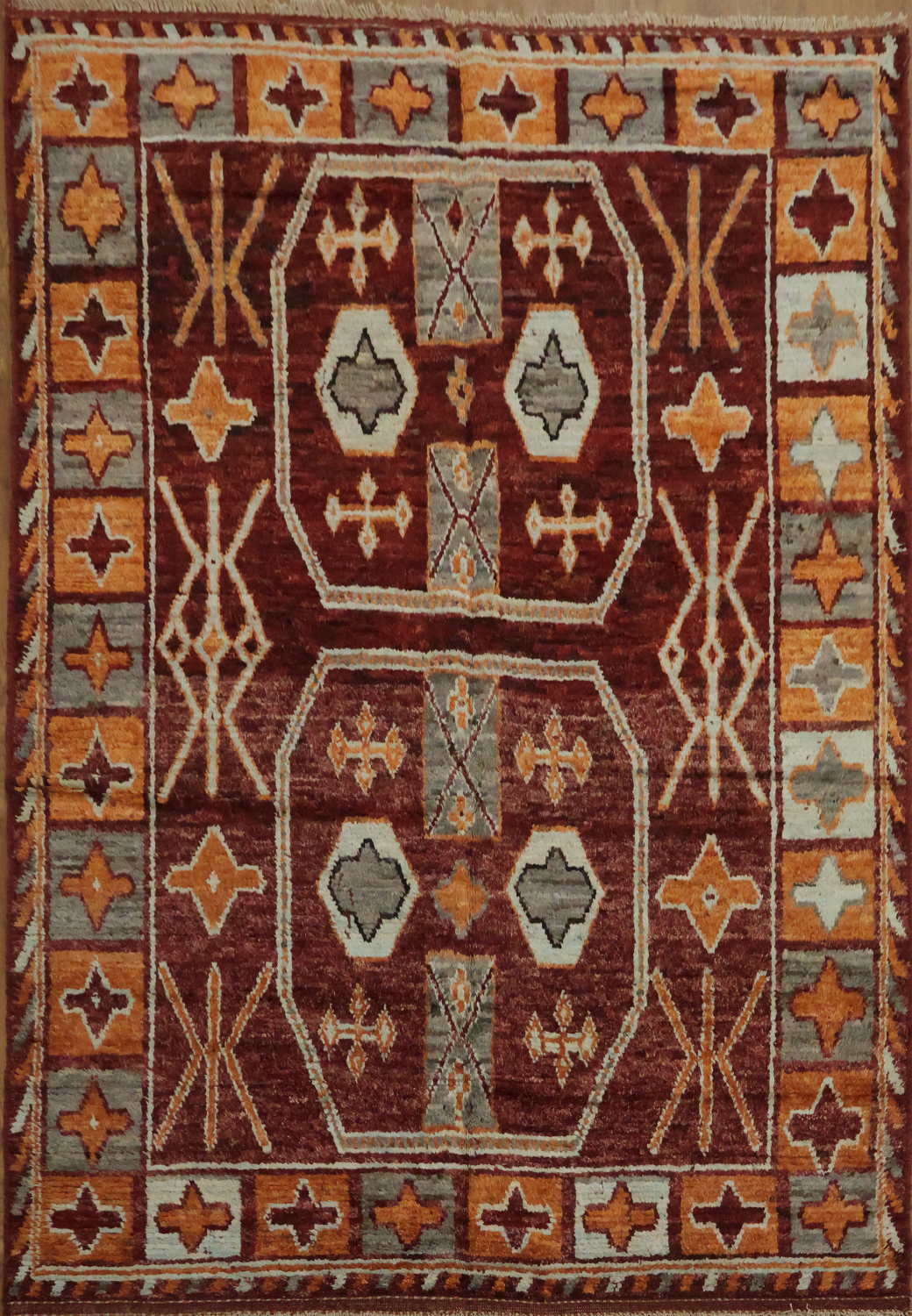 Red Moroccan Oriental Area Rug 7x10