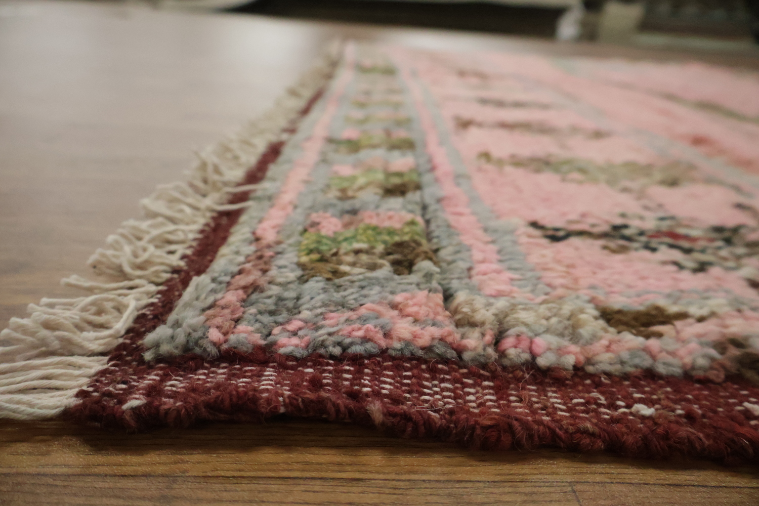 Pink Wool Moroccan Oriental Area Rug 6x9