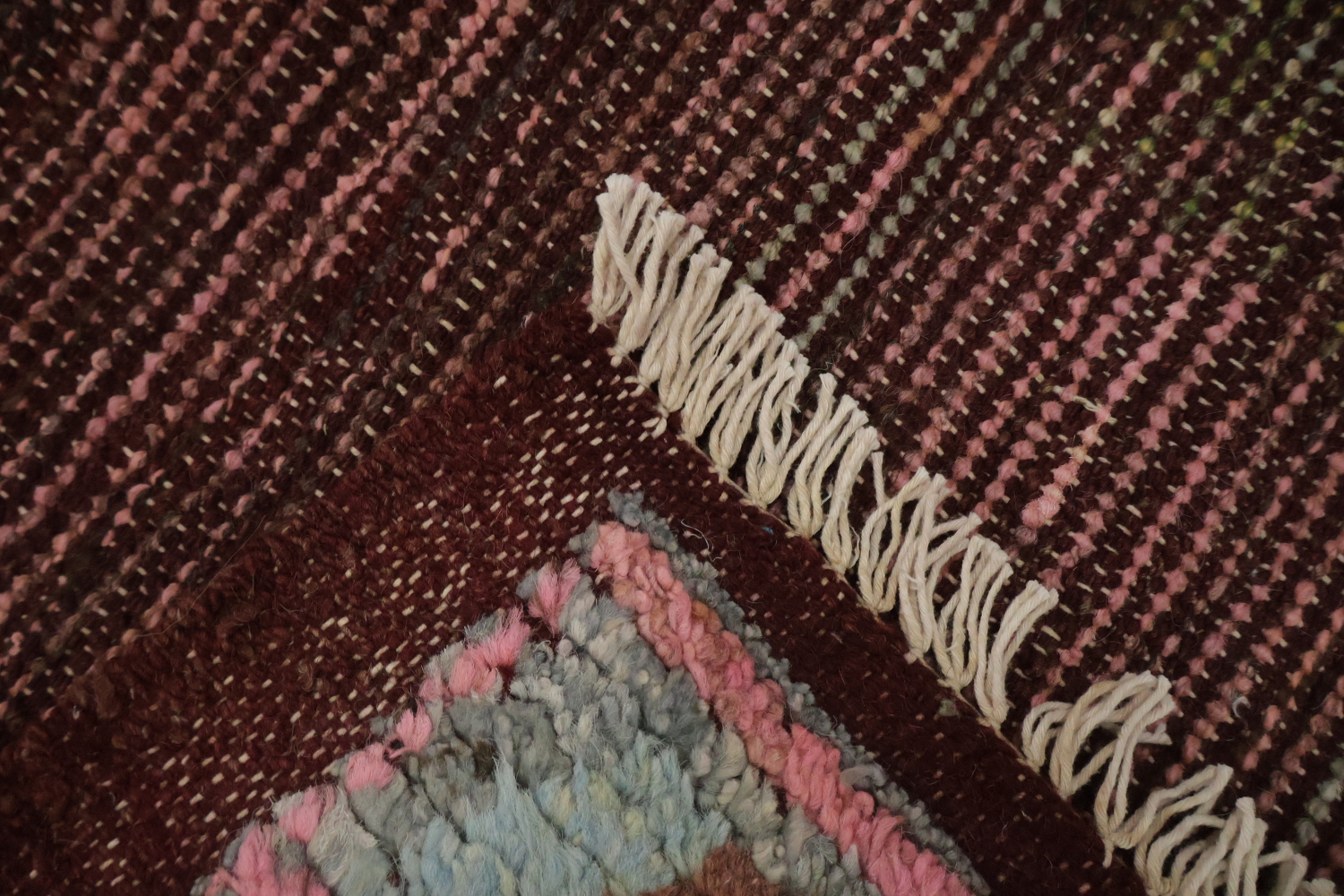 Pink Wool Moroccan Oriental Area Rug 6x9
