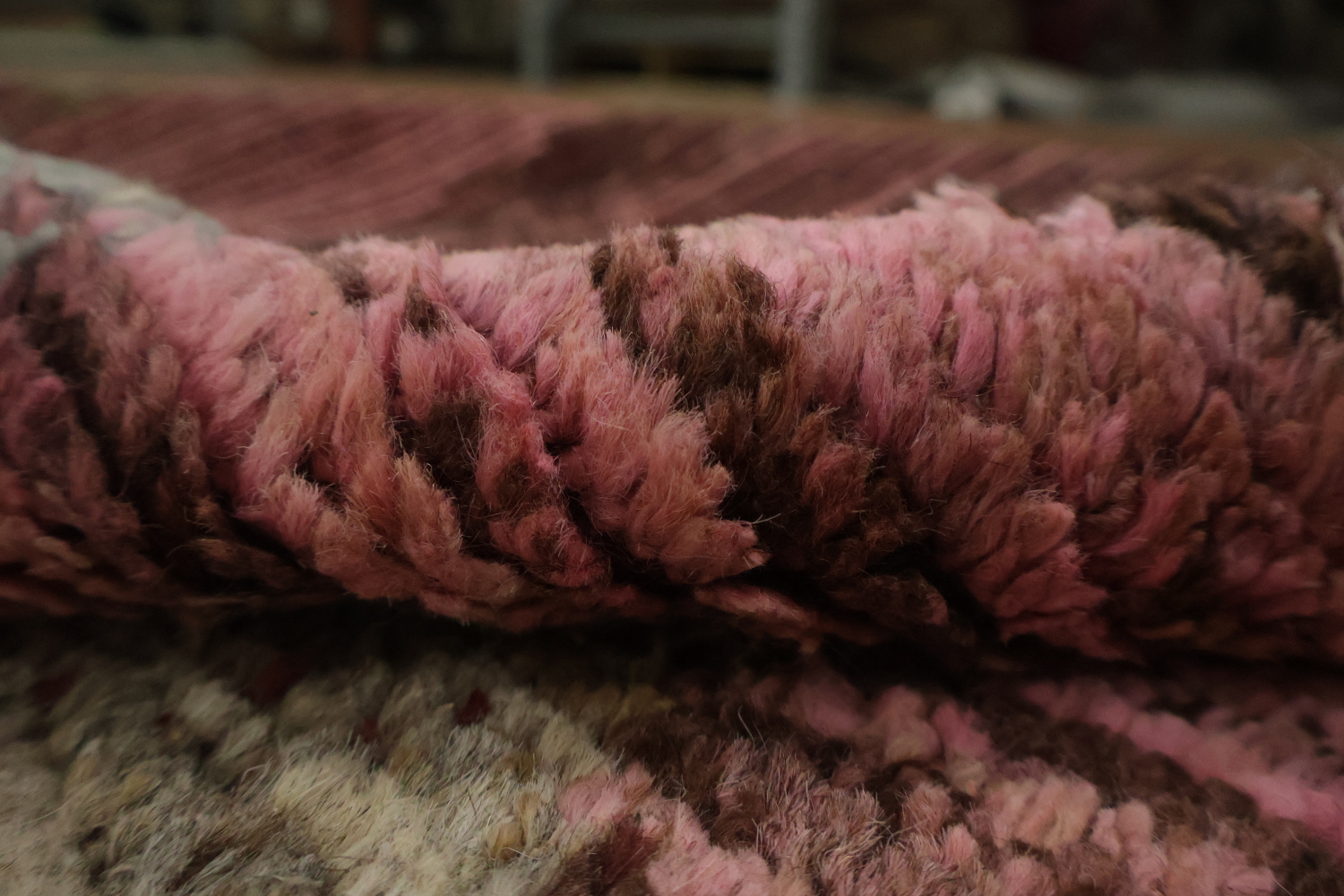 Pink Wool Moroccan Oriental Area Rug 6x9