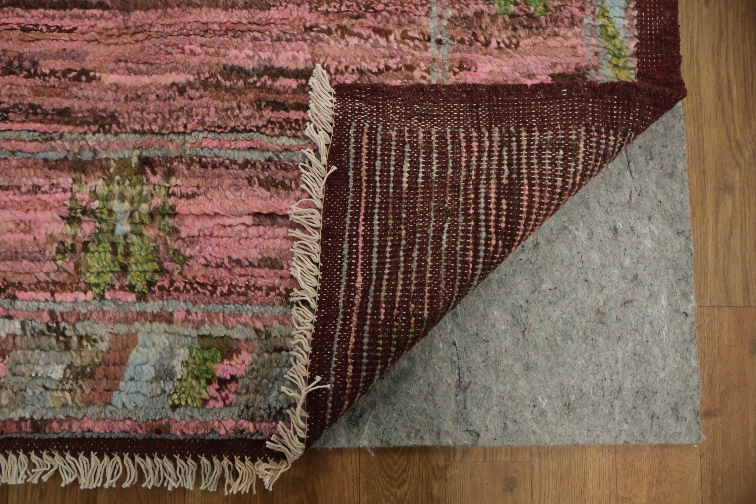 Pink Wool Moroccan Oriental Area Rug 6x9