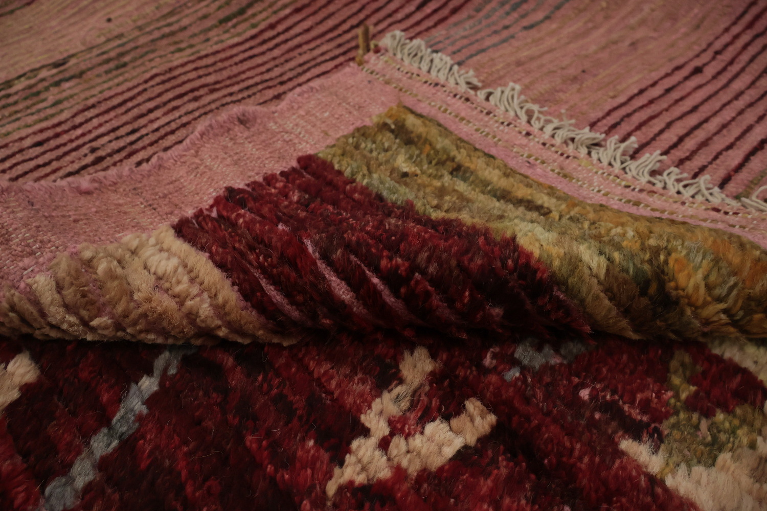 Tribal Moroccan Area Rug 10x12 with Burgundy and Earthy Colors