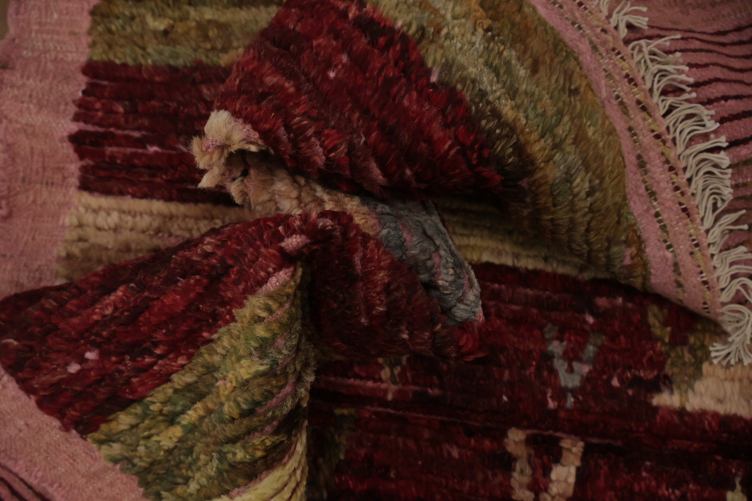 Tribal Moroccan Area Rug 10x12 with Burgundy and Earthy Colors