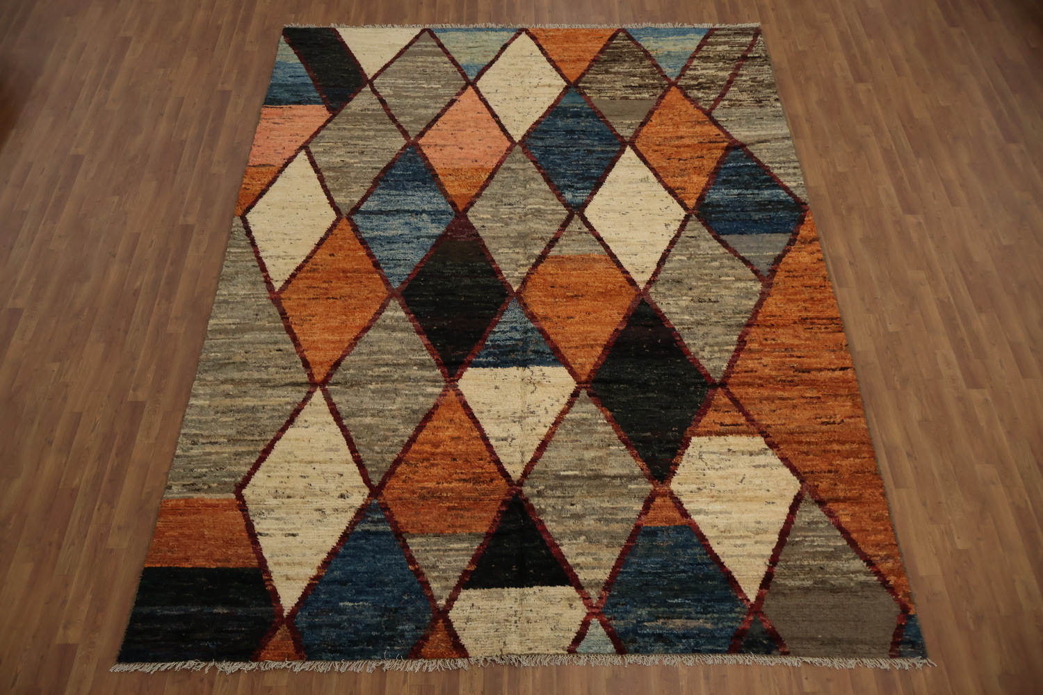 Bold Statement Multicolored Diamond Moroccan Area Rug 9x12