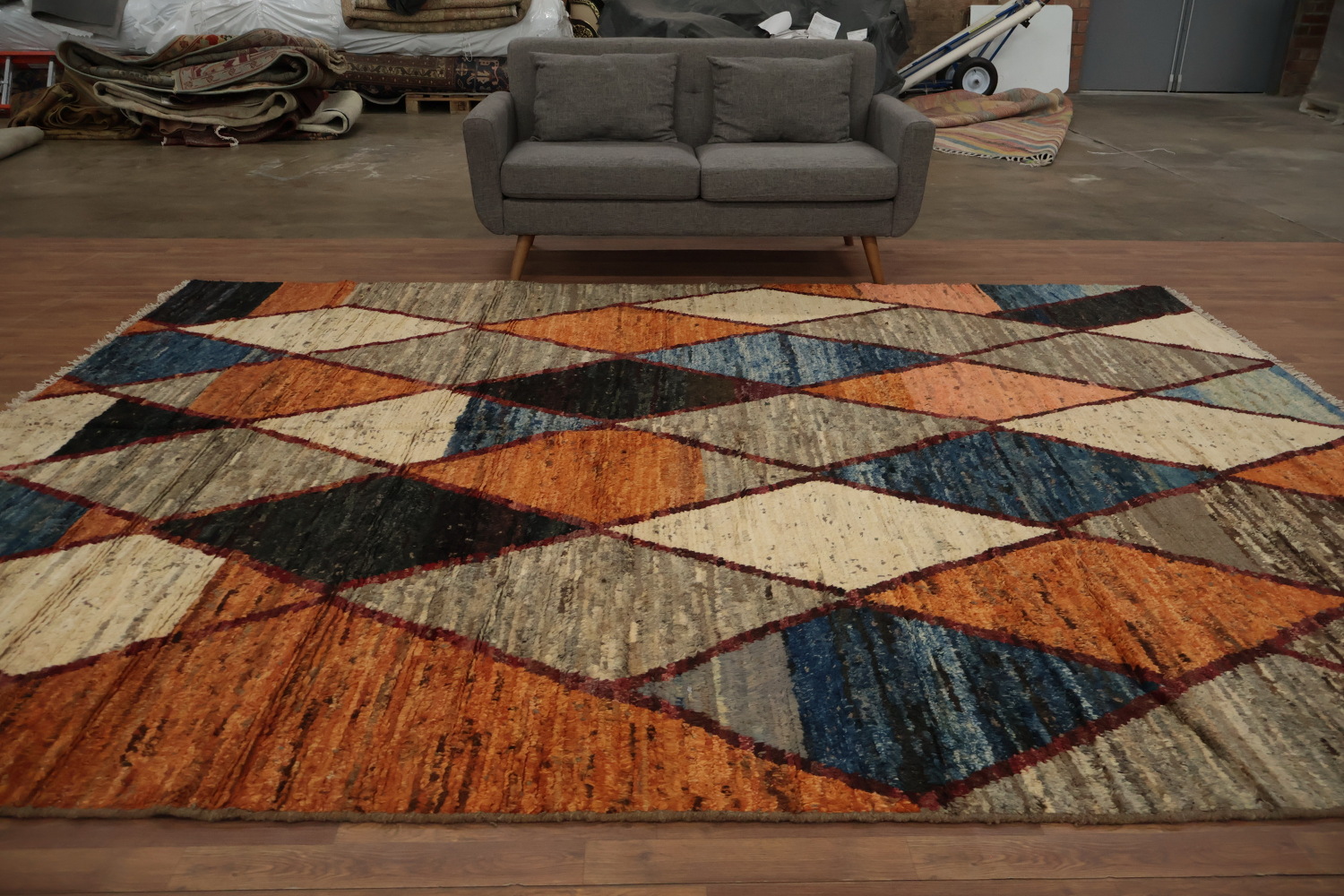 Bold Statement Multicolored Diamond Moroccan Area Rug 9x12