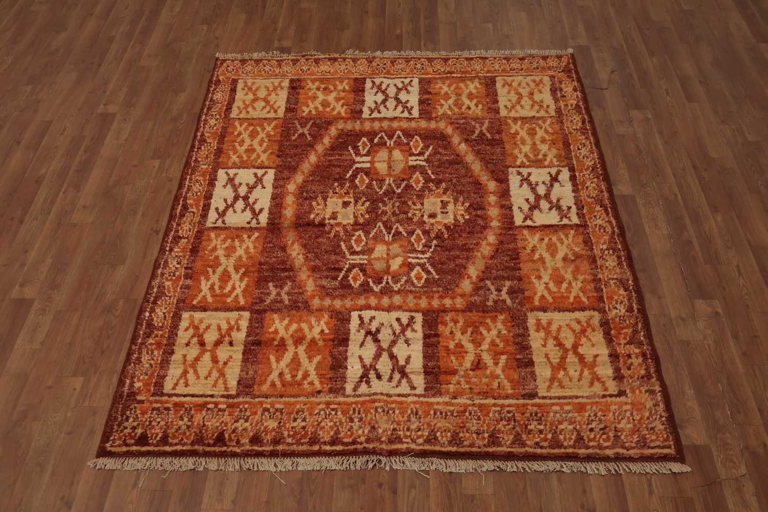 Artisan Crafted Moroccan Area Rug 5x7 in Warm Tones Home Decor