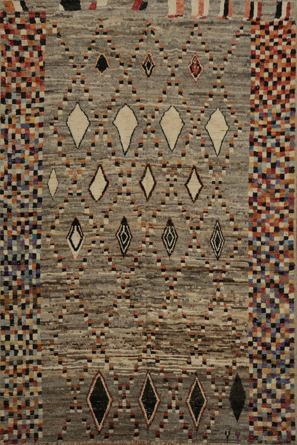 Artisan Moroccan Area Rug 9x12 with Colorful Border