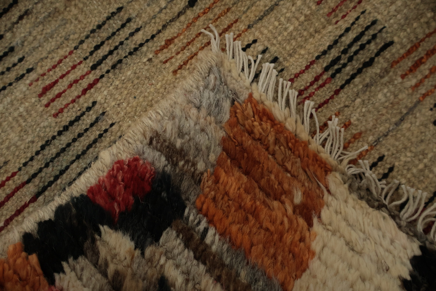 Artisan Moroccan Area Rug 9x12 with Colorful Border