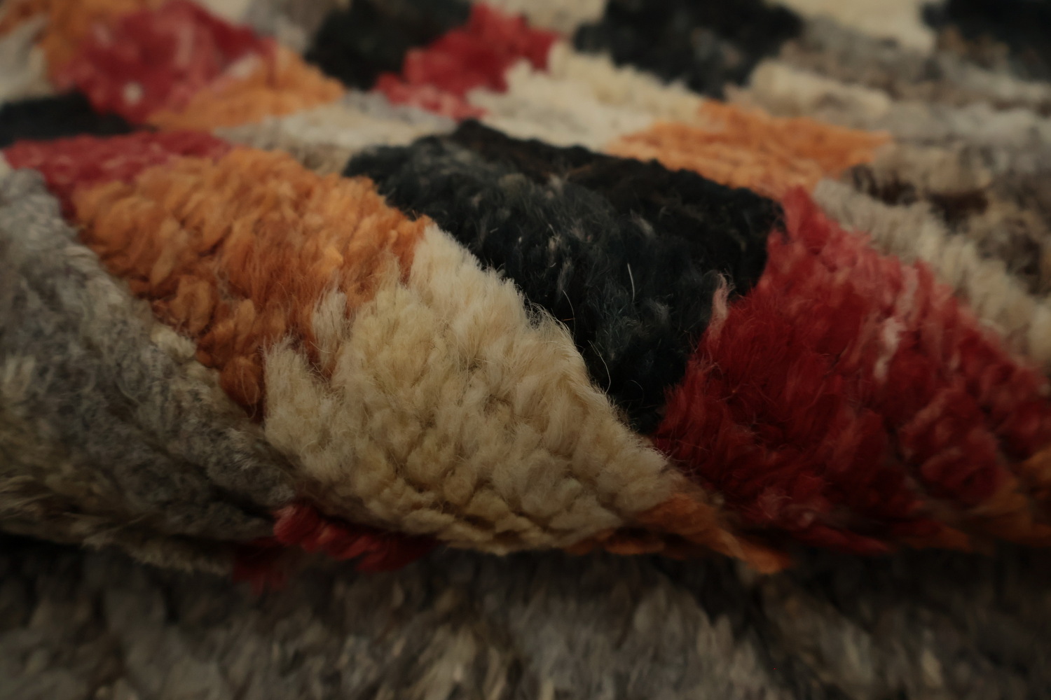Artisan Moroccan Area Rug 9x12 with Colorful Border