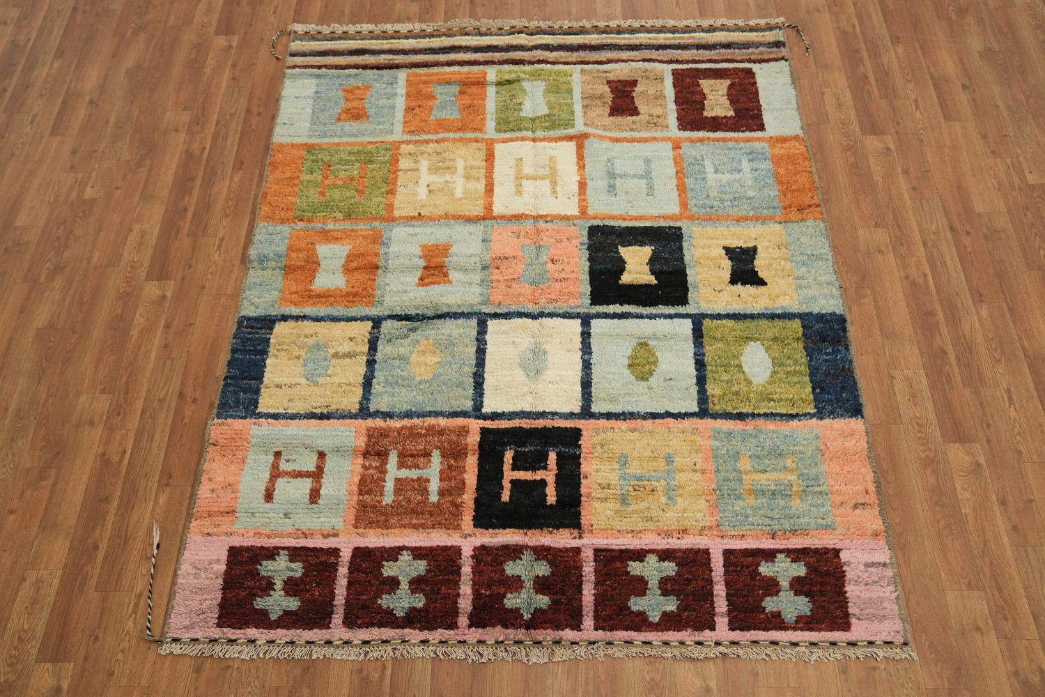 Geometric Moroccan Wool Area Rug 5x7