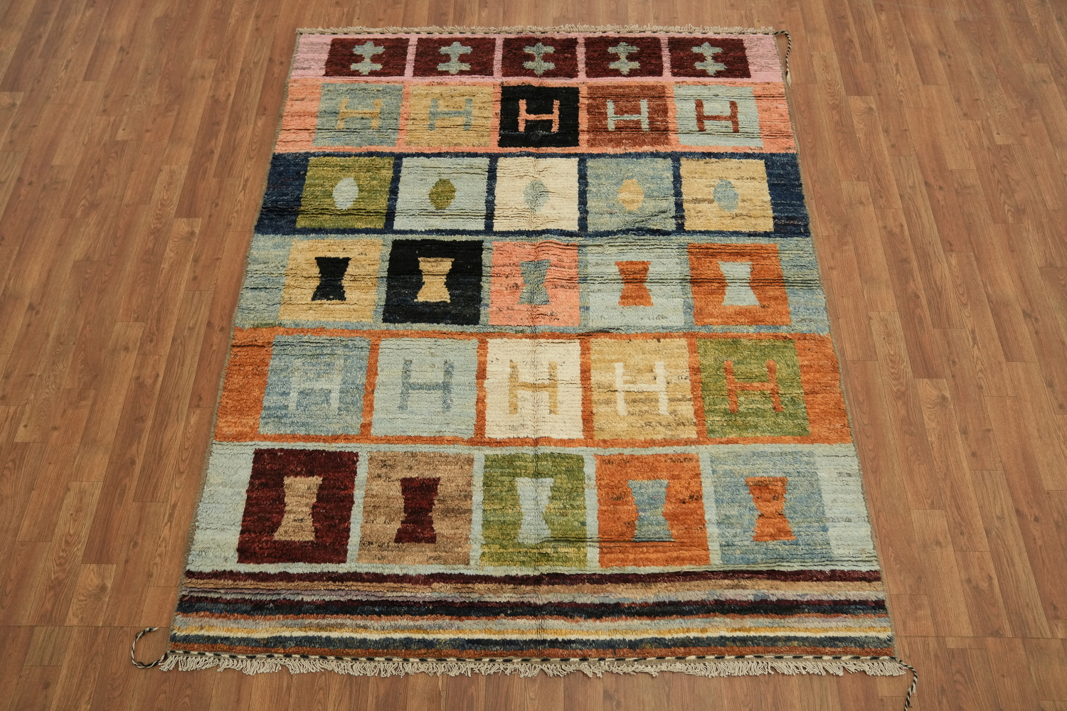 Geometric Moroccan Wool Area Rug 5x7