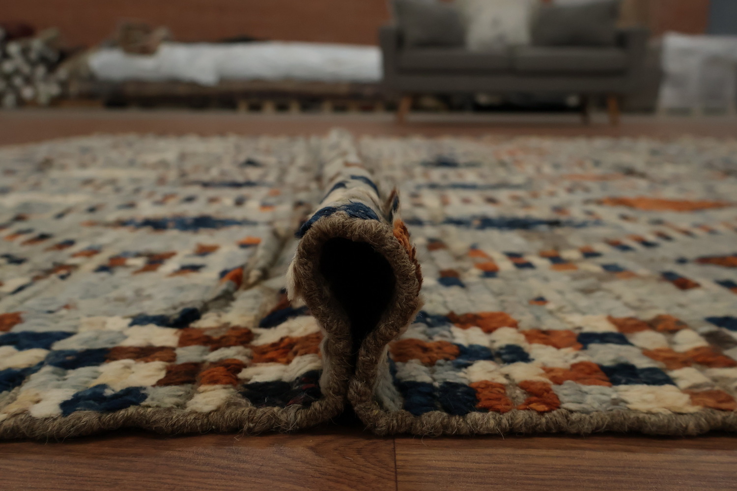 Charming Moroccan Area Rug 7x10 with Bold Diamond-shaped Designs