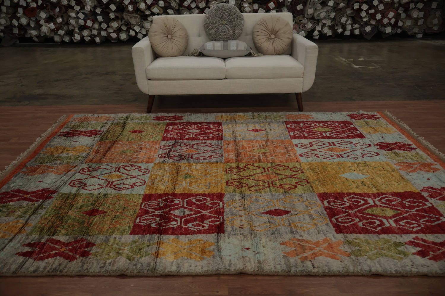 Handcrafted Moroccan Area Rug 7x10 Featuring Bold Geometric Patterns