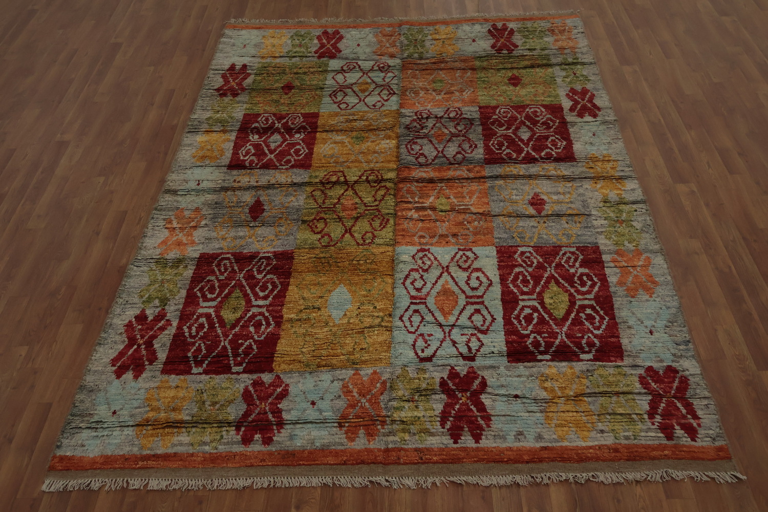 Handcrafted Moroccan Area Rug 7x10 Featuring Bold Geometric Patterns
