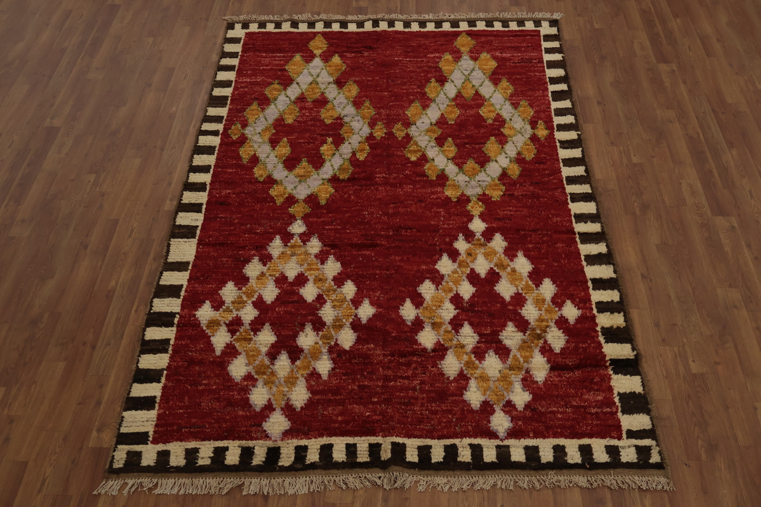 Geometric Red Moroccan Area Rug 6x8