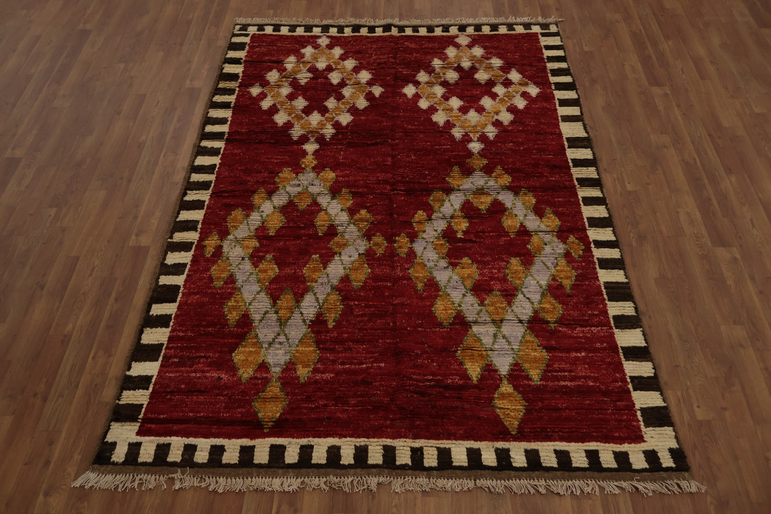 Geometric Red Moroccan Area Rug 6x8