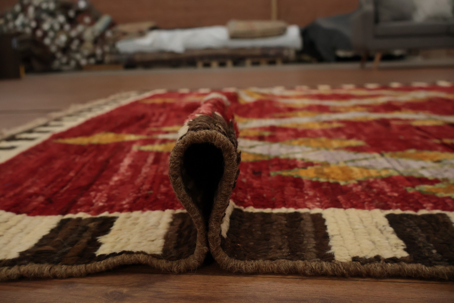 Geometric Red Moroccan Area Rug 6x8