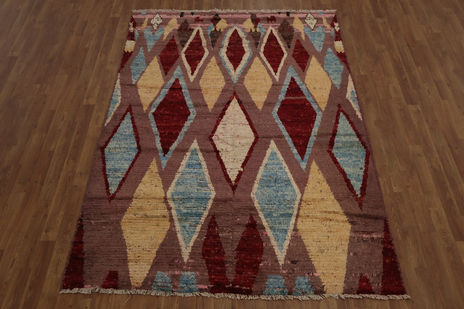 Artistic Moroccan Area Rug 6x8 with Symmetrical Geometric Motifs
