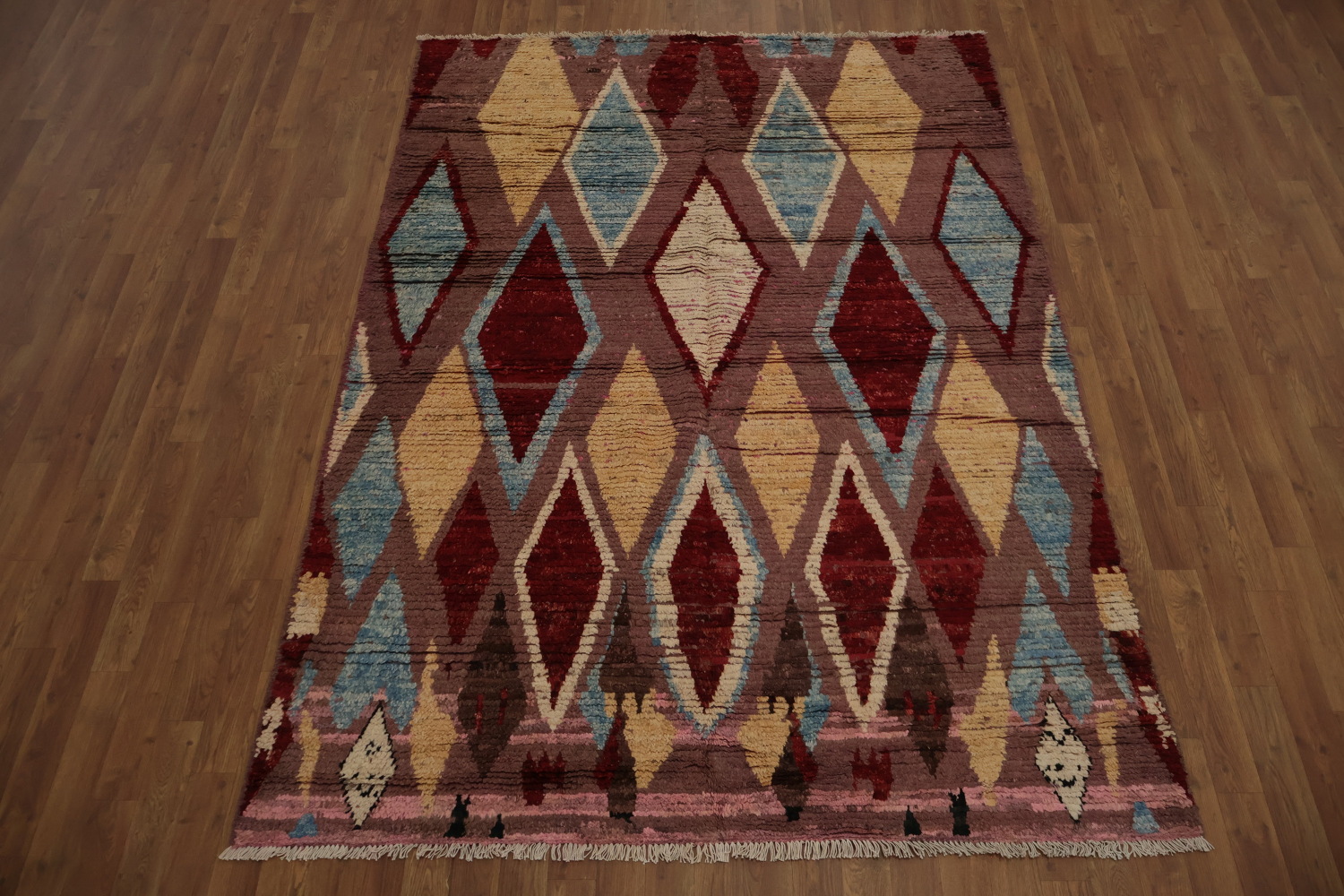 Artistic Moroccan Area Rug 6x8 with Symmetrical Geometric Motifs