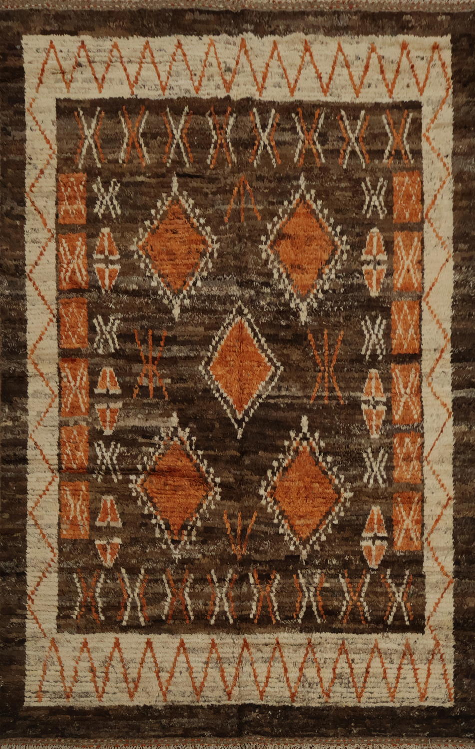 Earthy Tones Ethnic Geometric Moroccan Wool Area Rug 6x8