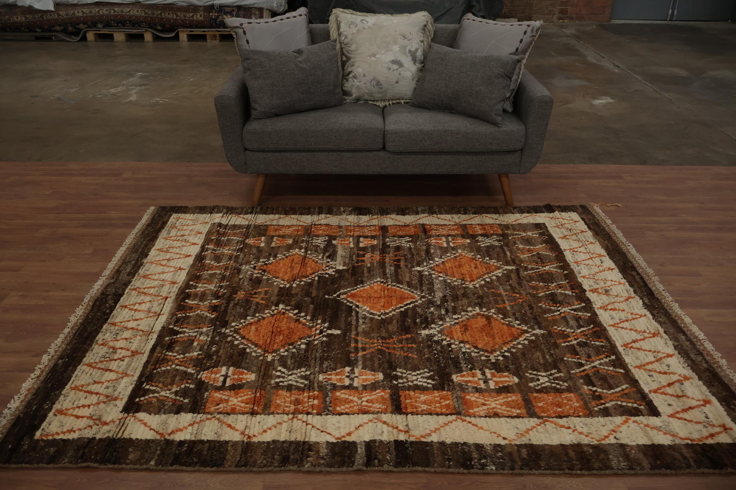 Earthy Tones Ethnic Geometric Moroccan Wool Area Rug 6x8