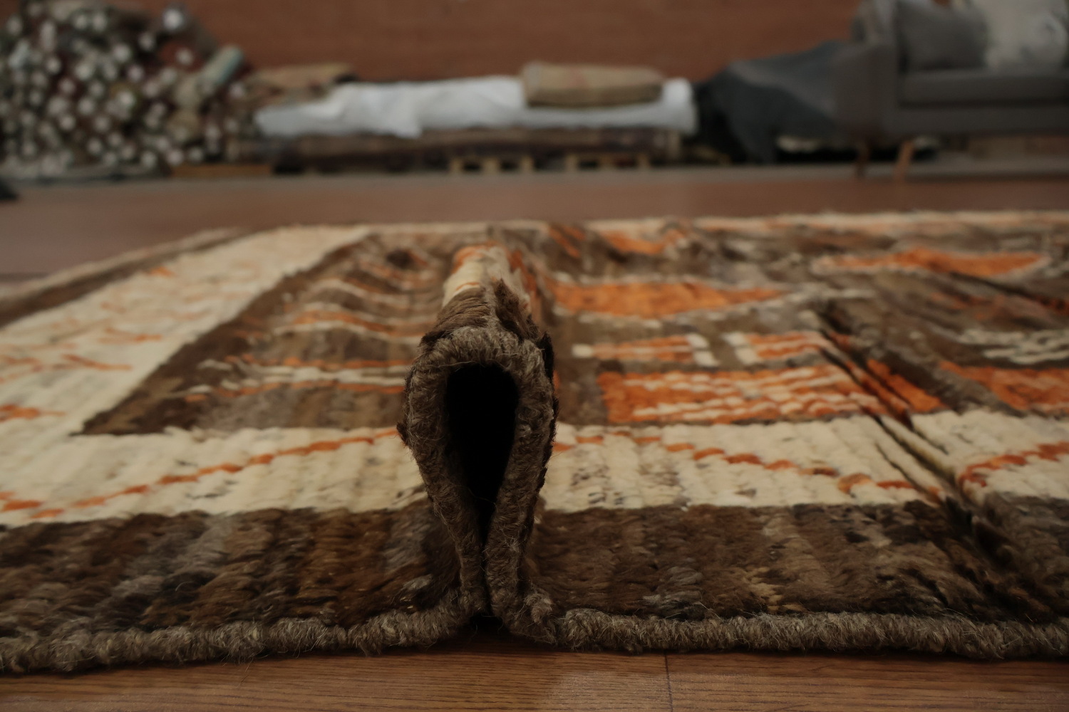 Earthy Tones Ethnic Geometric Moroccan Wool Area Rug 6x8