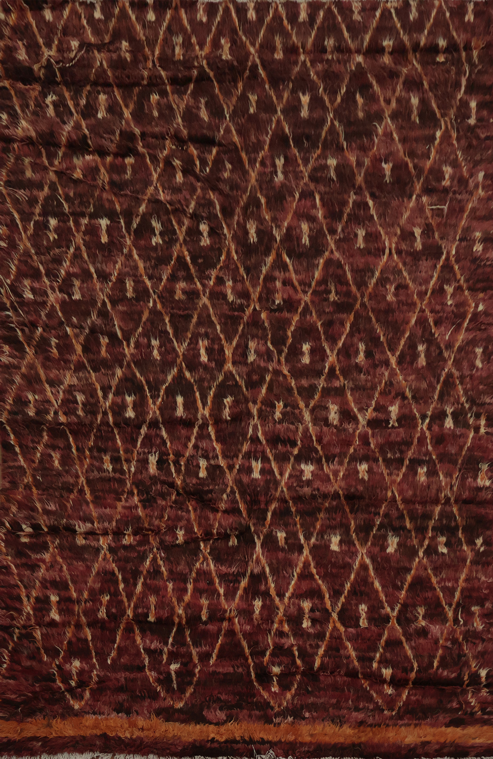 Elegant Moroccan Berber Area Rug 7x10 with Classic Diamond Design