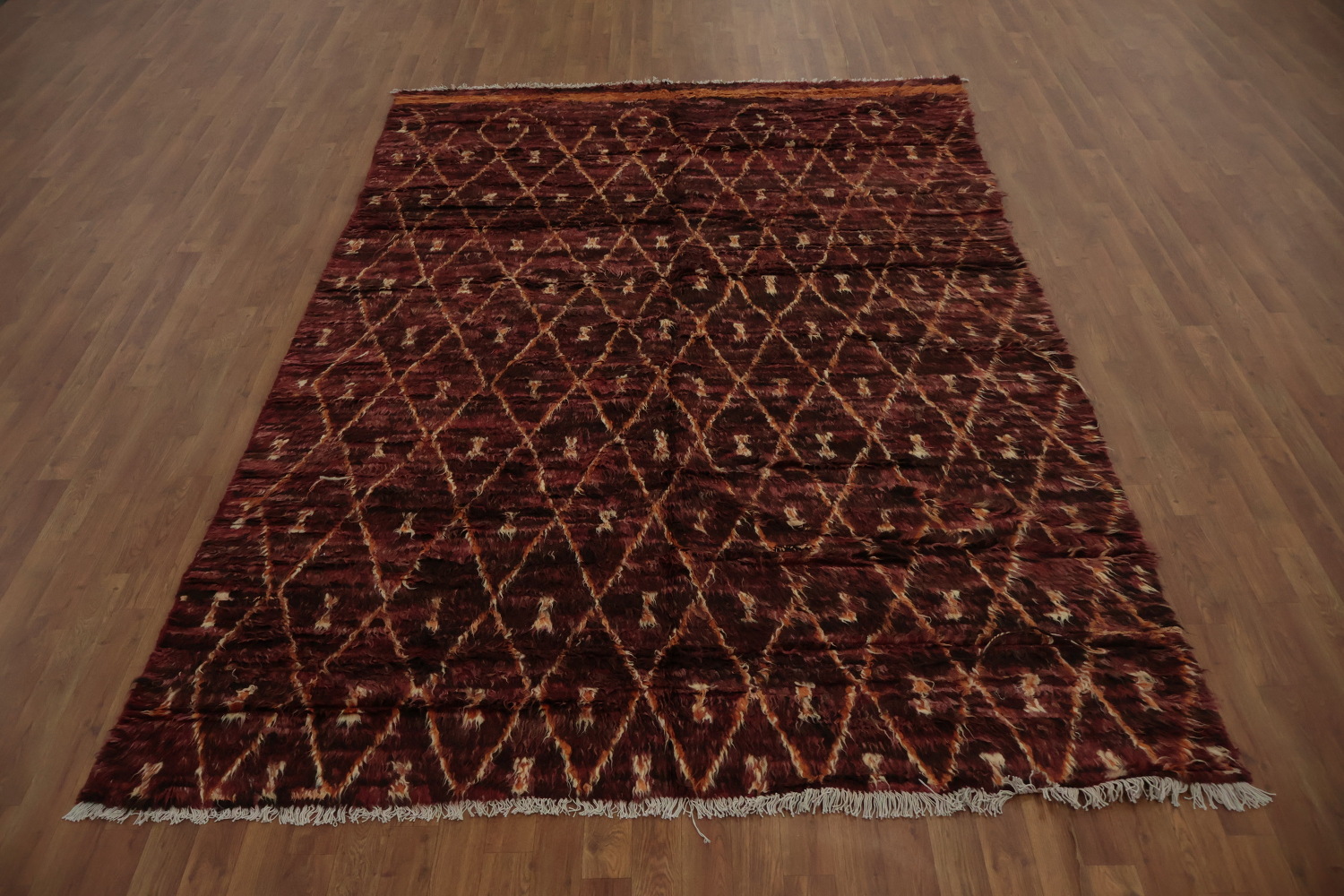 Elegant Moroccan Berber Area Rug 7x10 with Classic Diamond Design