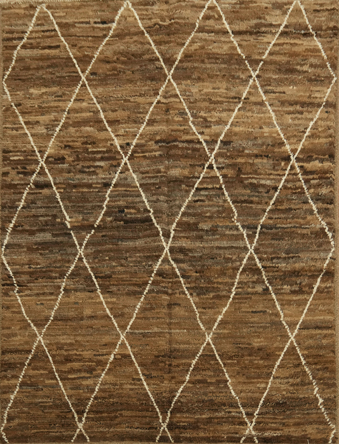 Trellis Moroccan Brown Wool Area Rug 5x7