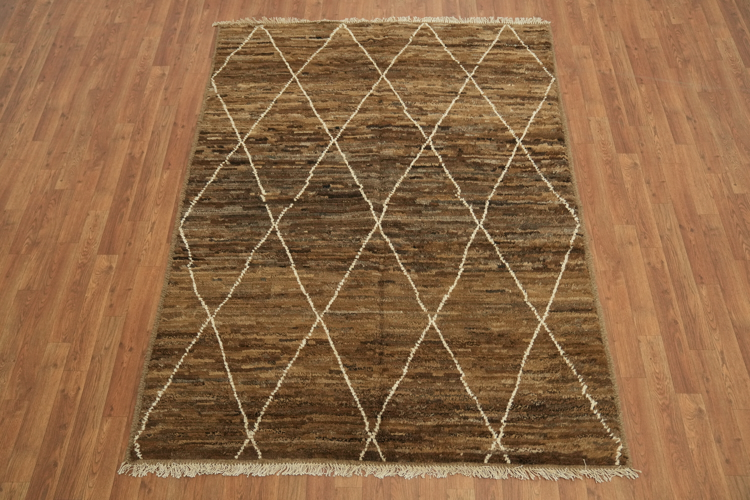 Trellis Moroccan Brown Wool Area Rug 5x7