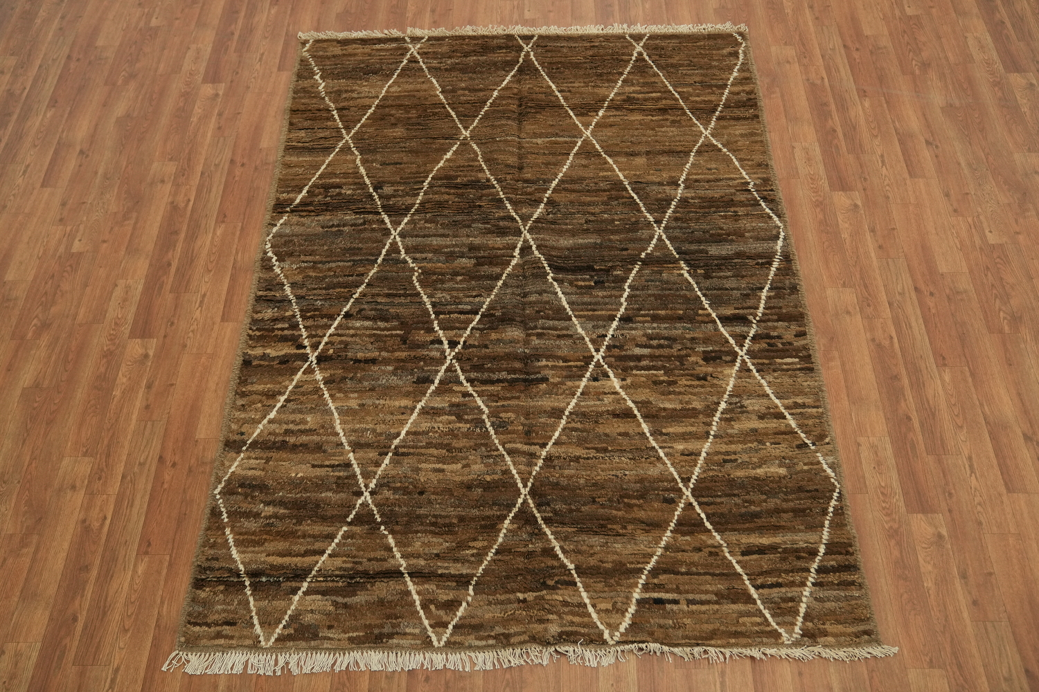 Trellis Moroccan Brown Wool Area Rug 5x7