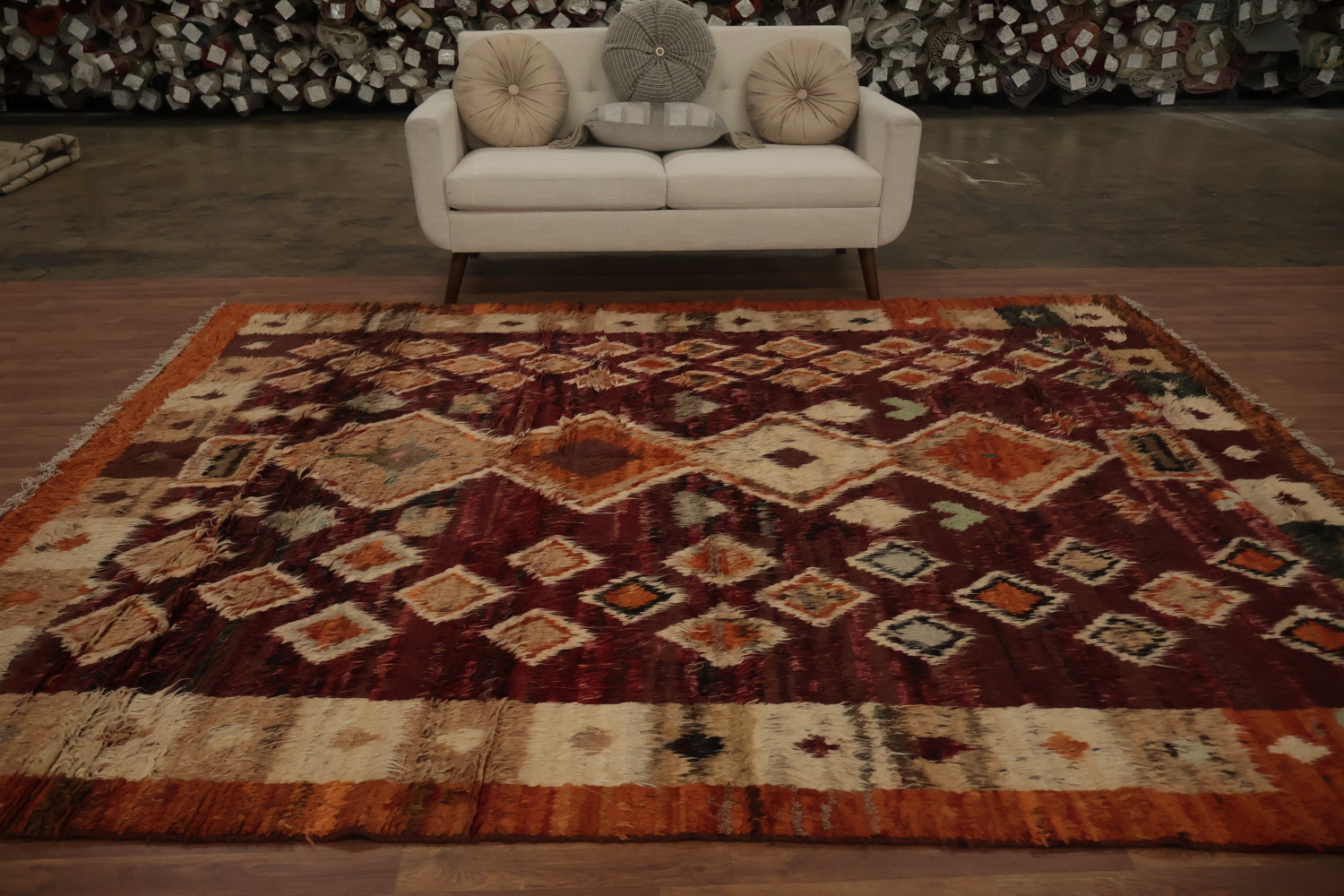 Moroccan Berber Area Rug 8x10 with Timeless Geometric Design