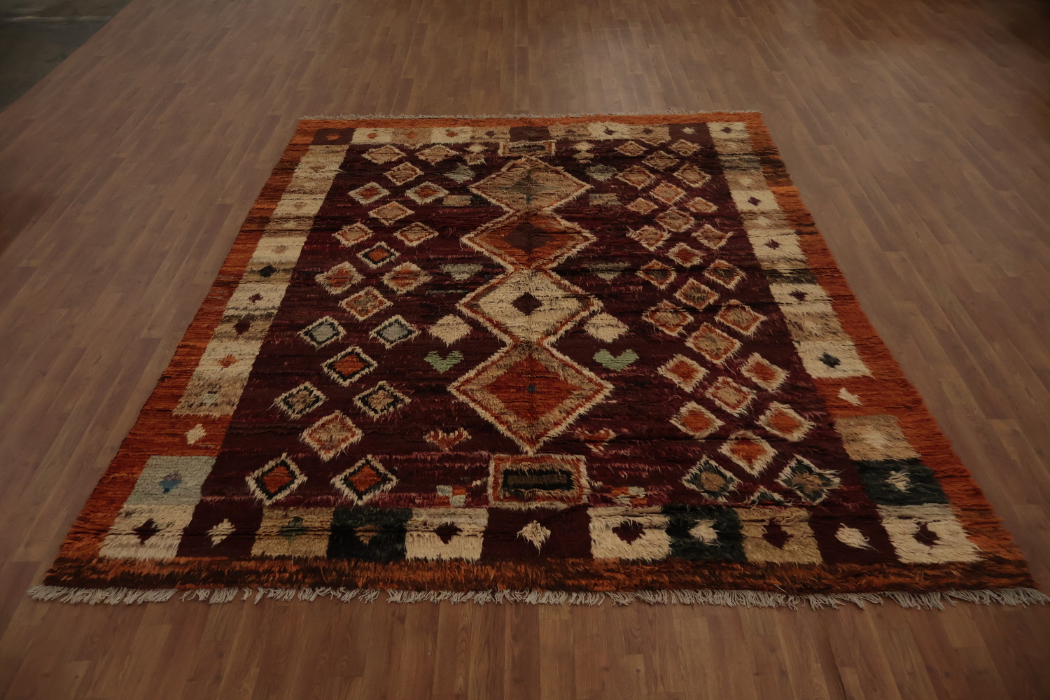 Moroccan Berber Area Rug 8x10 with Timeless Geometric Design