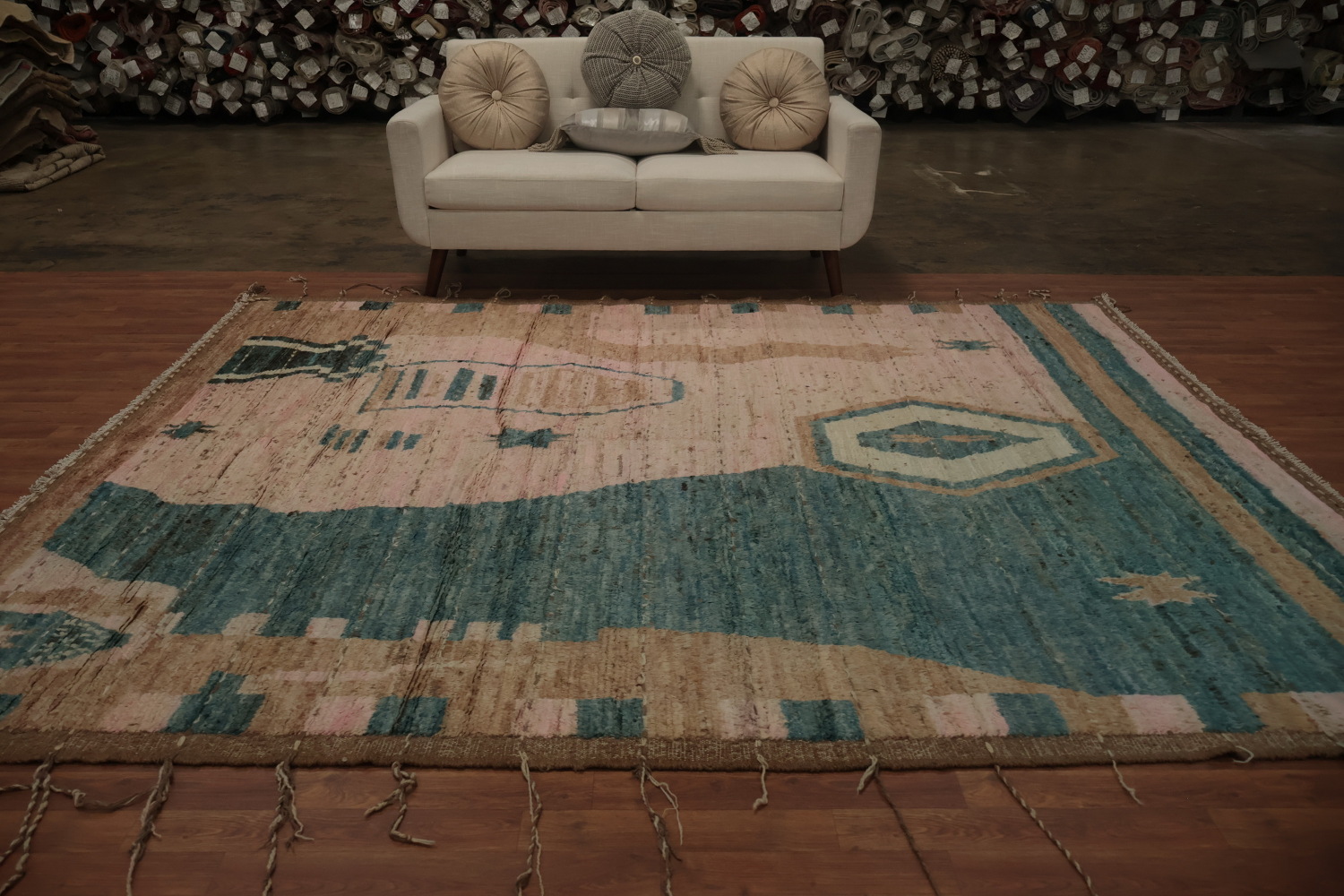 Timeless Geometric Moroccan Area Rug 8x10 in Muted Earthy Colors
