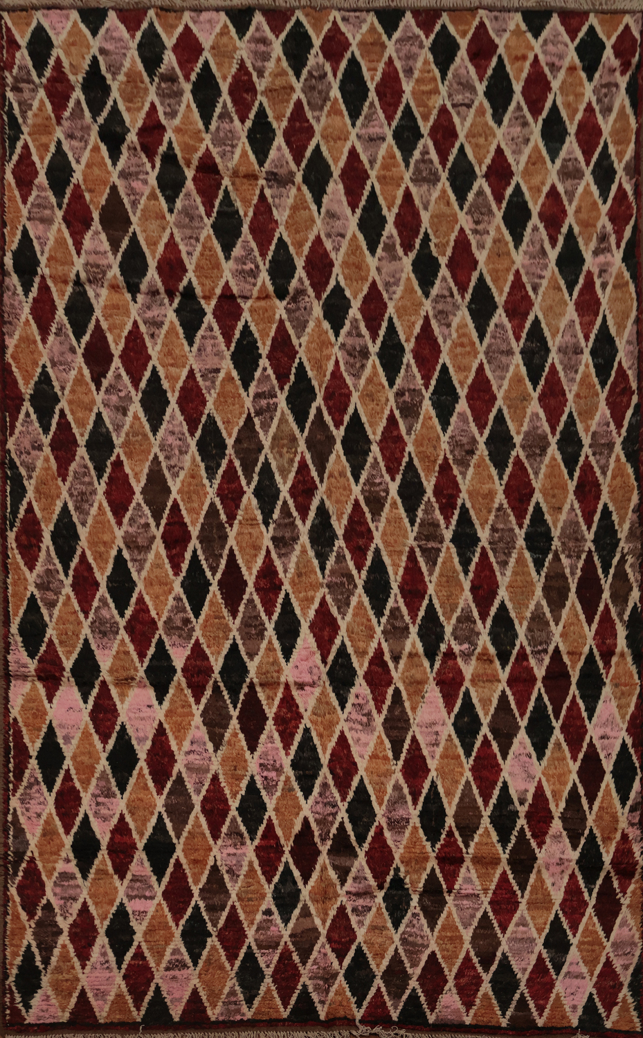 Elegant Geometric Rhombus Moroccan Area Rug 7x10 in Earthy Hues