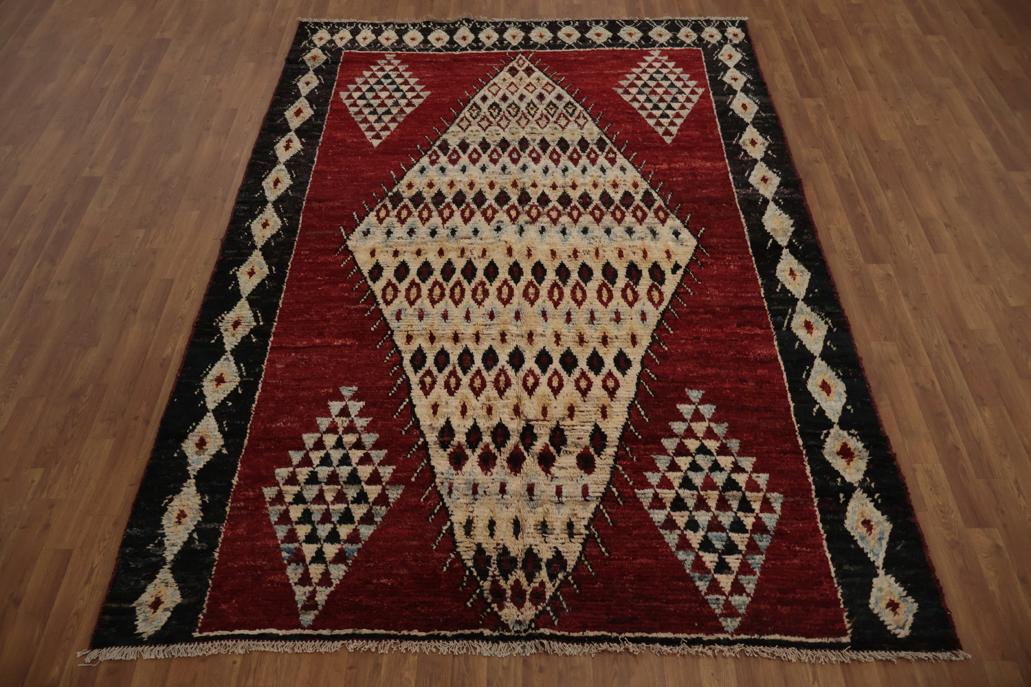 Red Tribal Diamond Moroccan Area Rug 7x10 for a Classic Look