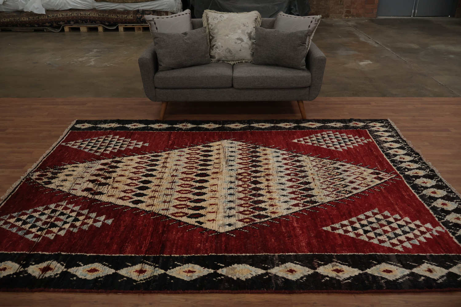 Red Tribal Diamond Moroccan Area Rug 7x10 for a Classic Look