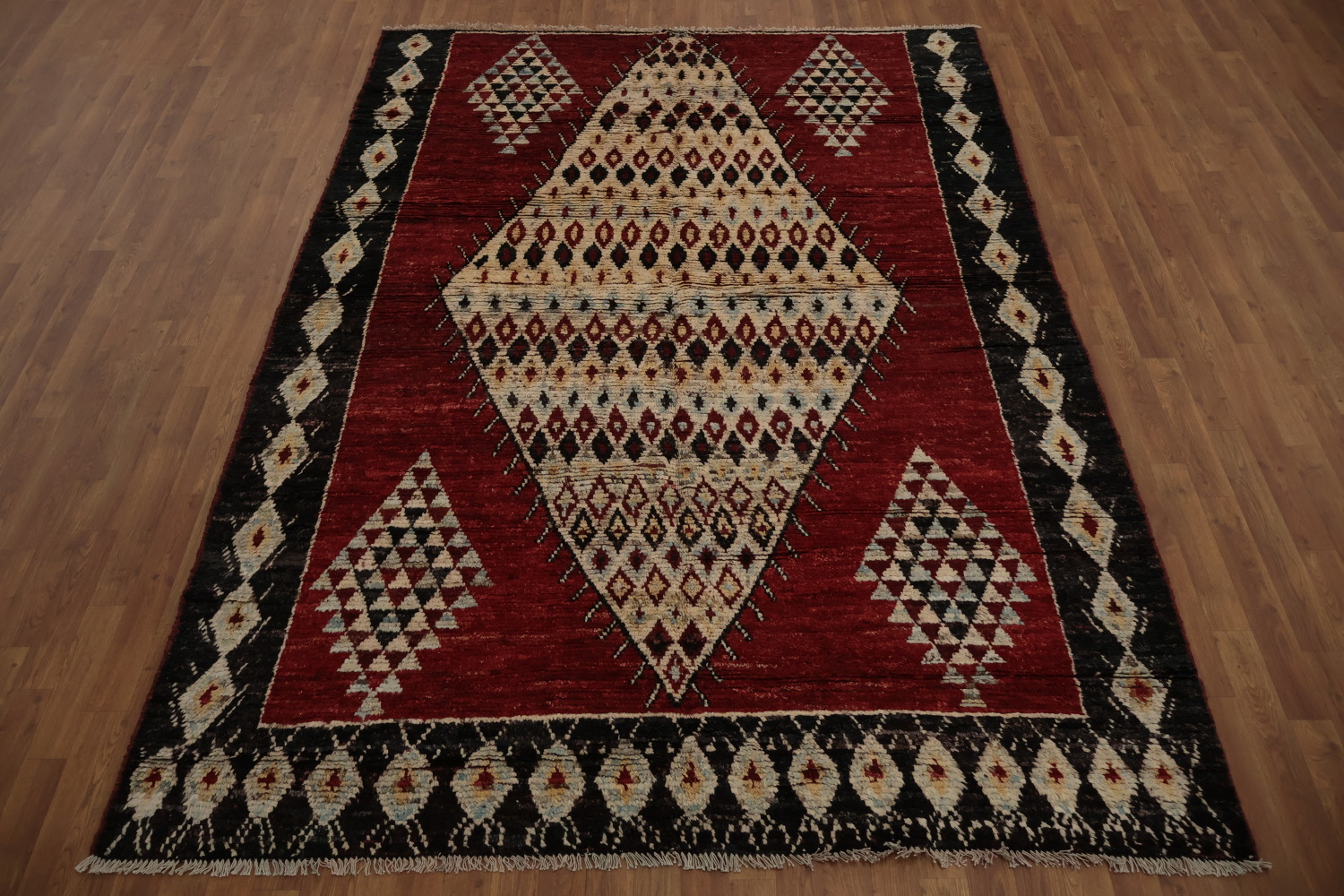 Red Tribal Diamond Moroccan Area Rug 7x10 for a Classic Look