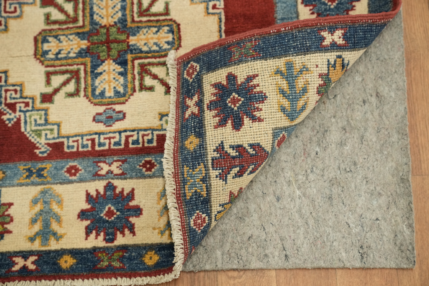 Geometric Kazak Handmade Runner Rug 3x16