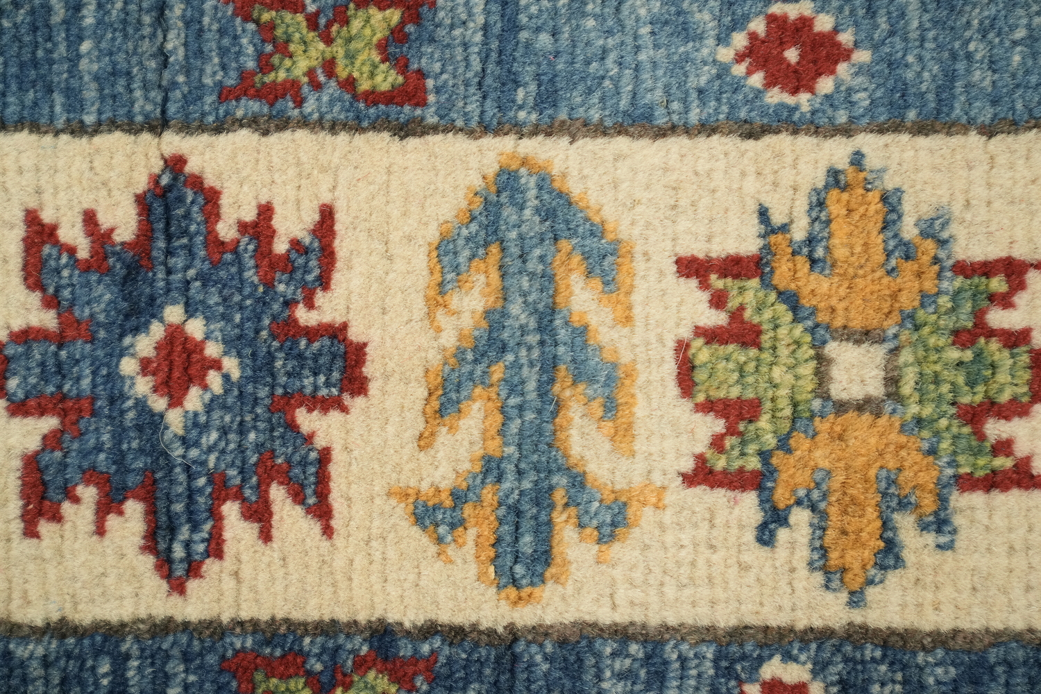 Geometric Kazak Handmade Runner Rug 3x16